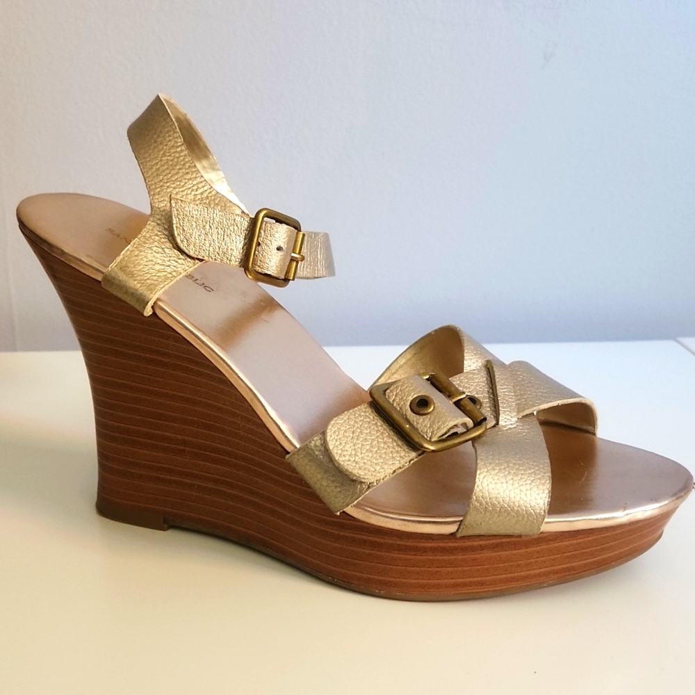 Banana Republic Gold Wedge Heels